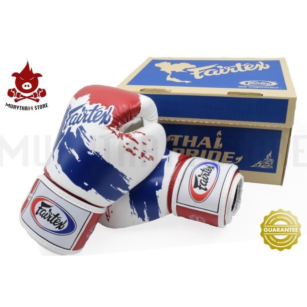 นวมชกมวย Fairtex BGV1 Thai Pride Limited Edition Gloves ลายธงชาติไทย ขาว แดง น้ำเงิน