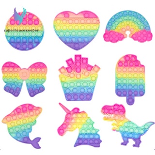 รุ้งของเล่น Push popit Pop it fidget toy bubble ของเล่นบับเบิ้ลกด ป๊อปอัพ สีรุ้ง สําหรับเด็ก เล่นคลายเครียด