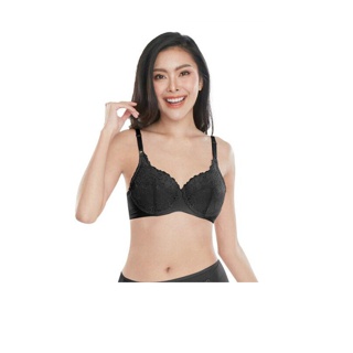 Presea by wacoal บราลูกไม้ มีโครง Lace bra สีดำ MA1701