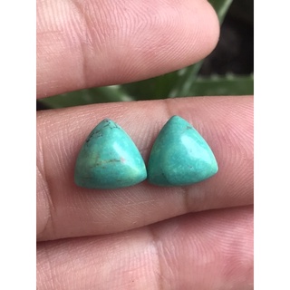 Turquoise เทอร์คอยส์ ดิบ สีเขียวน้ำทะเล 5.00 ct/2pcs