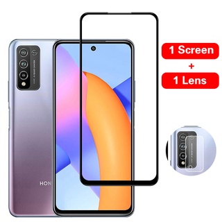 2 in 1 ฟิล์มกระจกนิรภัยเต็มจอ+กระจกกันรอยเลนส์กล้อง Huawei P30 P40 P20 Lite Pro Nova 5T 7i 7 SE Y7A Y5P Y6P Y7P Y7 Pro Y9 Prime 2019 Honor 8X Mate 20 Full Tempered Glass Screen Protector + Camera Lens Film