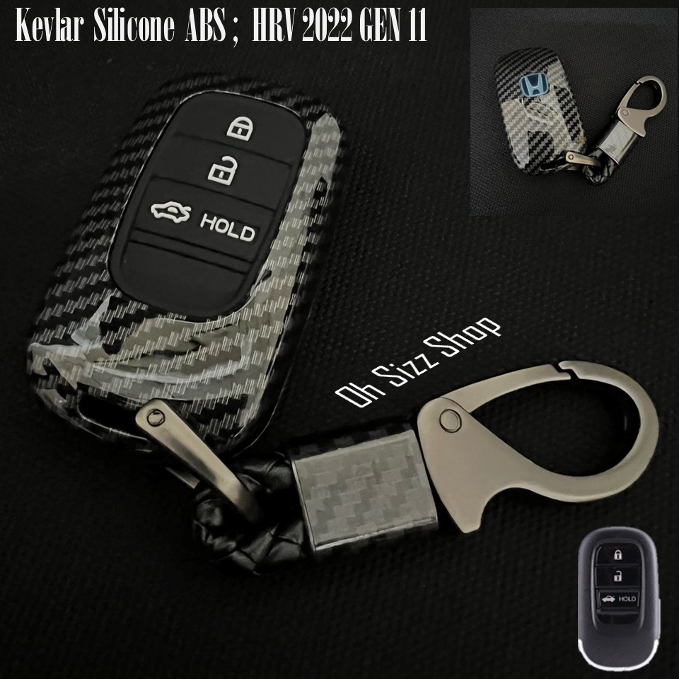 เคสรีโมทรถ Honda 2024 Civic FE HRV ลายเคฟล่า (ABS Key Cover Black Silicone Push button Guard) ; Honda Civic FE EL RS Acc