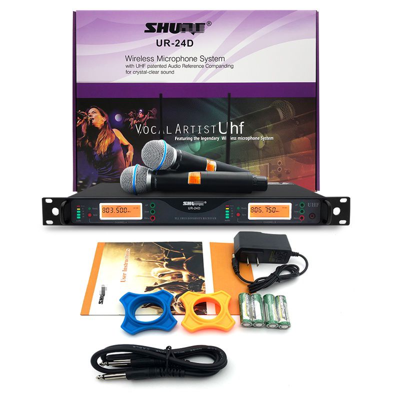 Shure UR-24D คลื่นความถี่ UHF 4 เสา เสียงดีๆเสียงใสๆ สัญญาณไมค์แรงๆ รับส่งสัญญาณได้ไกล คลื่นใหม่ 803