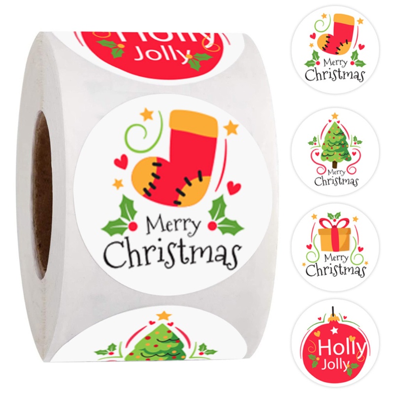 Be> สติ๊กเกอร์ Merry Christmas 4 แบบ Diy สําหรับติดตกแต่งกล่องของขวัญ 500ชิ้น