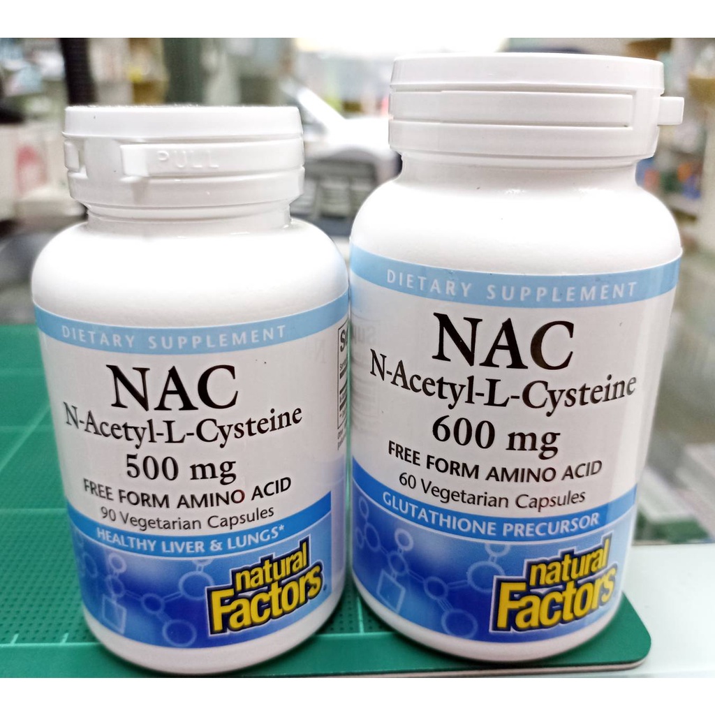 NAC N-Acetyl-L-Cysteine 500,600mg 60,90 Capsules (Natural Factors ...