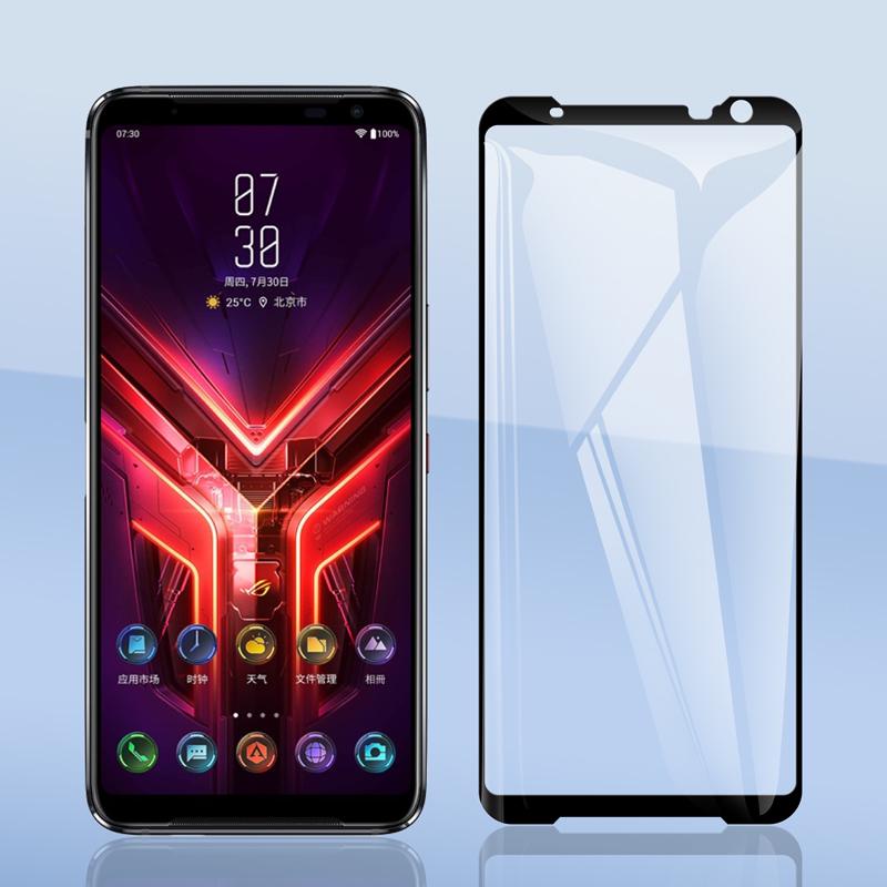 กระจกนิรภัยแบบเต็มหน้าจอสําหรับ Asus ROG โทรศัพท์ 3 Phone3 ZS661KS 6.59 "9H 2.5D Ultra Thin Premium 