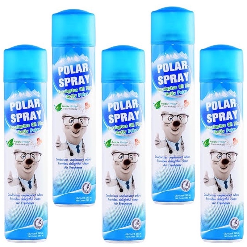 polar spray สเปรย์ปรับอากาศกลิ่นยูคาลิปตัส 280 ml จำนวน {{5 ขวด}}