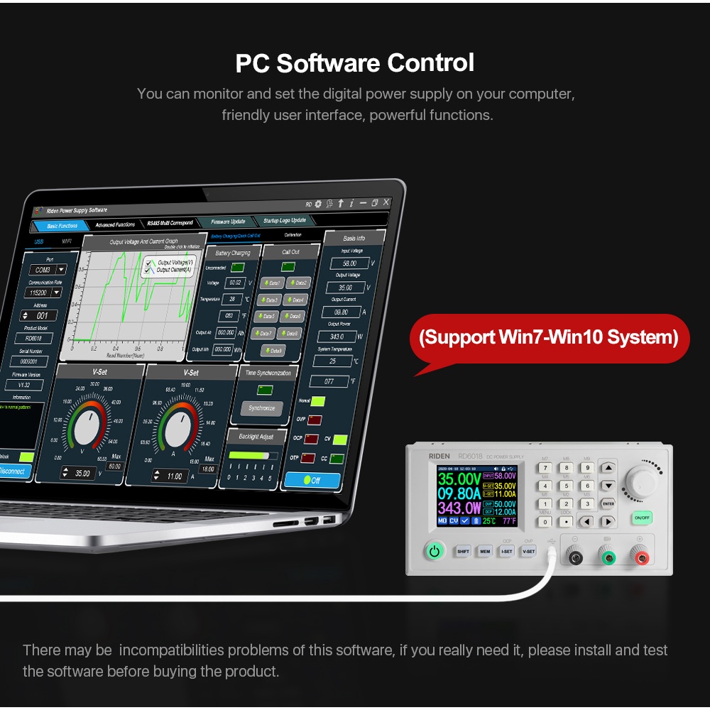 DIYMORE Riden แท้ RD6018 NC อุปกรณ์แปลงพาวเวอร์ซัพพลาย Usb Wifi Dc Cnc แรงดันไฟฟ้า Step Down 18A สามารถปรับได้