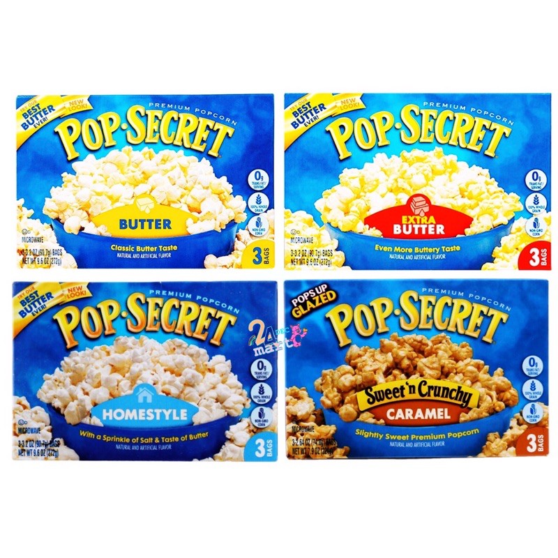 ป๊อปซีเคร็ท สำหรับไมโครเวฟ PopSecret Microwave Popcorn Pop Secrect Caramel Movie Homestyle Butter