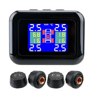 เครื่องวัดความดันลมยางรถยนต์ Tpms ระบบเตือนภายนอก 4 เซนเซอร์จอแสดงผล Lcd