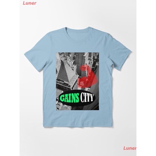 Luner เสื้อยืดลำลอง Gains City Impact T Unique Gym Workout Motivational Shirt Essential T-Shirt Mens Womens T-shirts