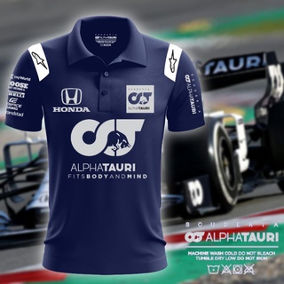 เสื้อยืดแขนสั้นลําลอง คอปกโปโล พิมพ์ลายโลโก้ Scuderia Alpha Tauri F1 ขนาดใหญ่ สําหรับผู้ชาย 2022