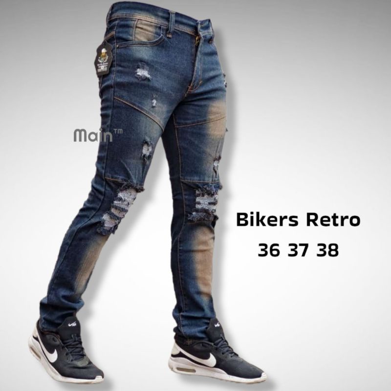 [BIKERS BIG] RETRO BIKERS JEANS SKINNY SUNMORI ORIGINAL PREMIUM STRETCH SOFTJEANS FULL RIPPED