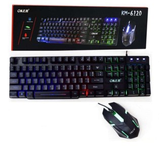 👉🏼สินค้าพร้อมส่ง❗️👈🏼 (2IN1) OKER KM-6120 GAMING KEYBOARD+GAMING MOUSE