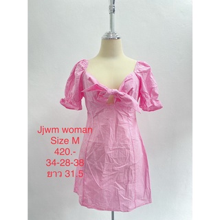 เดรสสั้น สีชมพู โบว์ผูกหน้า มือหนึ่งป้ายห้อย JJWM WOMAN SIZE M