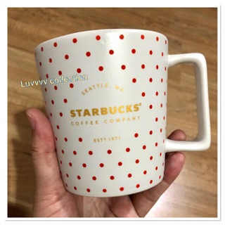 Starbucks Coffee Seattle EST 1971 Polka Dot Red White Coffee Cup Mug 12oz.((No Box))