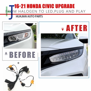 สายไฟฮาโลเจน เป็น LED Play และปลั๊กไฟหน้า ดัดแปลง สําหรับ Honda 16-21 CIVIC