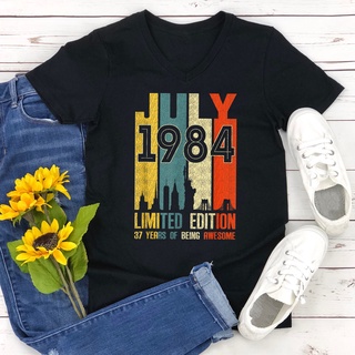 เสื้อยืดพิมพ์ลายแฟชั่น July 1984 Limited Edition เสื้อคอกลมผ้าฝ้ายสไตล์วินเทจสําหรับผู้ชาย 37 ปี