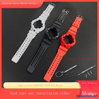เคสสายนาฬิกาข้อมือเรซิ่น ลายซามูไร สีดํา ทอง สําหรับ G-SHOCK GA700 710 735 630