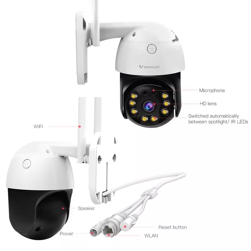 กล้องวงจรปิดไร้สายPTZ 3MP Vstarcam cs64 outdoor กล้องวงจรปิดกันน้ำทนแดดหมุนได้ 355องศา กลางคืนภาพสี