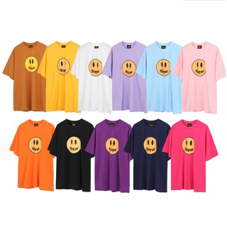 drew house classic smiley print pure cotton oversized casual short-sleeved round neck T-shirt for men and women