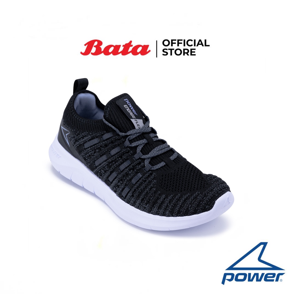 Bata บาจา ยี่ห้อ Power รองเท้าออกกำลังกายผ้าใบแบบผูกเชือก สวมใส่ง่าย รองรับน้ำหนักเท้า สำหรับผู้หญิง รุ่น Engage+300 สีดำ 5186007
