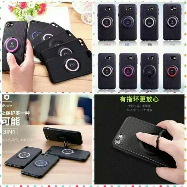เคส Rubber i face + ขาตั้งแหวน + ที่วาง Samsung J3 2017 J5 J6 2018