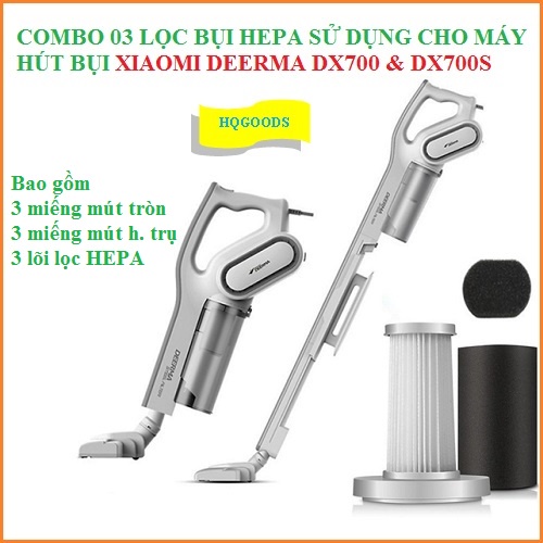 Combo 3 แผ่นกรองฝุ่น HEPA สําหรับเครื่องดูดฝุ่นในครัวเรือน Xiaomi Deerma DX700 DX700S