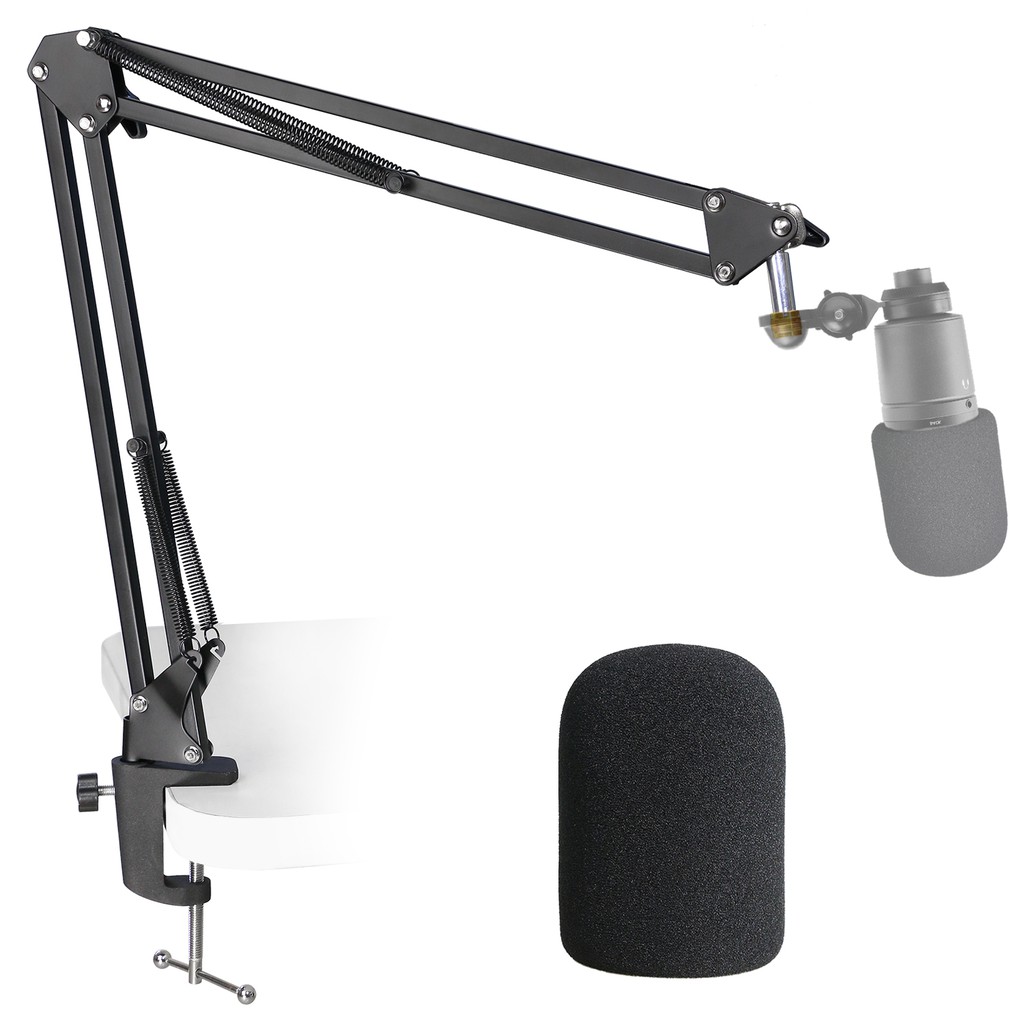 At2020 ขาตั้งไมโครโฟนพร้อม Pop Filter - ขาตั้งไมโครโฟน Boom Arm Stand พร้อมกระจกโฟมสําหรับ Audio Tec