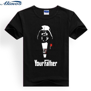 เสื้อยืดคอกลมAlimoo เสื้อยืดท็อปส์ผ้าฝ้ายแขนสั้นฮิปฮอปผู้ชายพิมพ์ Star Wars Men and Women Tops ขนาดใหญ่ XXS-4XLS-4XL