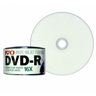 แผ่น Dvd หน้าขาว Dvd-r Printable ยี่ห้อ Ryo 4.7Gb Pack 50 แผ่น