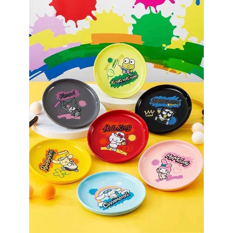 จานเซรามิค มาใหม่ สีสันสดใส สำหรับใส่ขนม ใส่เบเกอรี่ ขนาด 18.3 cm (7 นิ้ว) (ต่อชิ้น)