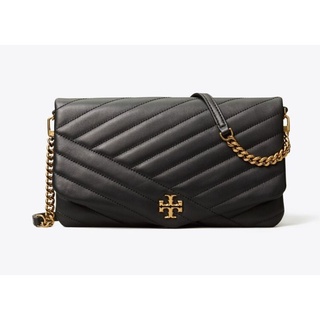 กระเป๋าทอรี่เ​บิ​ร์ช​ Tory Burch​: KIRA CHEVRON CLUTCH หนังแกะ สีดำ