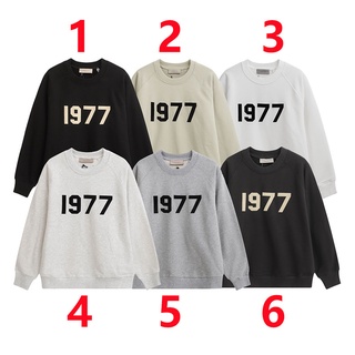 Fashion FOG เสื้อกันหนาวลําลอง คอกลม พิมพ์ลายตัวอักษร 1977 แฟชั่น สําหรับผู้ชาย และผู้หญิง