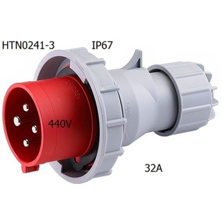 HTN0241-3 ปลั๊กตัวผู้กลางทาง 32A 440V IP67 3h