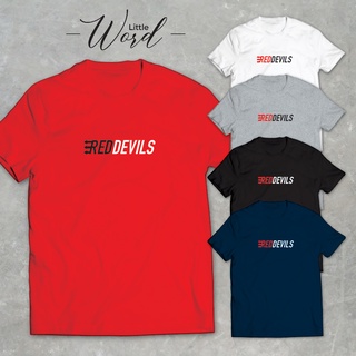 Little Word เสื้อยืดคอกลมแขนสั้นพิมพ์ลาย Red Devils สไตล์มินิมอล ทรงUnisex