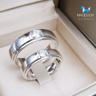 Madduckjewels แหวนเงินแท้ เพชร CZ ชุบโรเดียม RG1418-RG1419