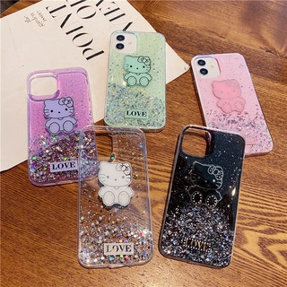 เคส Samsung A12 A32 A42 A52 A72 4G 5G A02s A30s A31 A50 A50s A51 A71 M02s M40s M62 F62 Glitter Hello Kitty Cat Soft Case