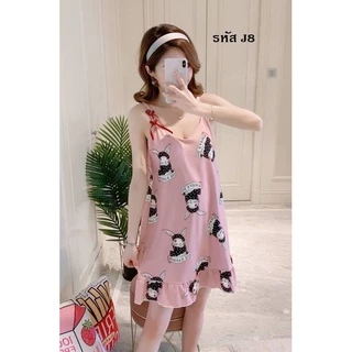ชุดนอนเดรส มีฟองน้ำที่อกในตัว สไตล์เกาหลีน่ารัก รหัส11