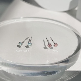 🔥ใส่โค้ด VCTLH ลด15%🔥/ cz earring silver925 aquamarin//ต่างหูเงินแท้925 ต่างหูพลอยcz ต่างหูปักก้าน สินค้าพร้อมส่ง