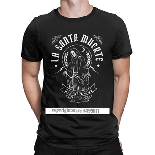 เสื้อยืด ผ้าฝ้าย พิมพ์ลายหัวกะโหลก La Santa Muerte Saint Death Goth สไตล์วินเทจ สําหรับผู้ชายS-5XL