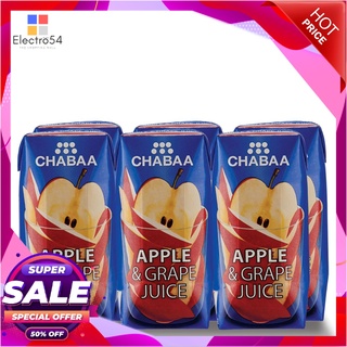 ชบา น้ำแอปเปิ้ลผสมองุ่น40% 180 มล. แพ็ค 6 กล่องน้ำผักและน้ำผลไม้Chabaa Apple Juice Mixed Grape 40% 180 ml x 6