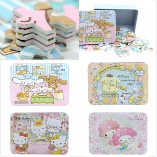 พร้อมส่งในไทย⭐จิ๊กซอว์ 100 ชิ้น ลายการ์ตูน Sanrio ในกล่องเหล็ก