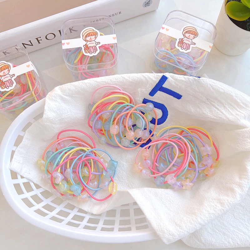 ยางรัดผมเด็ก พาสเทล 10เส้น พร้อมกล่อง น่ารัก ยางมัดผม - รูปที่ 6