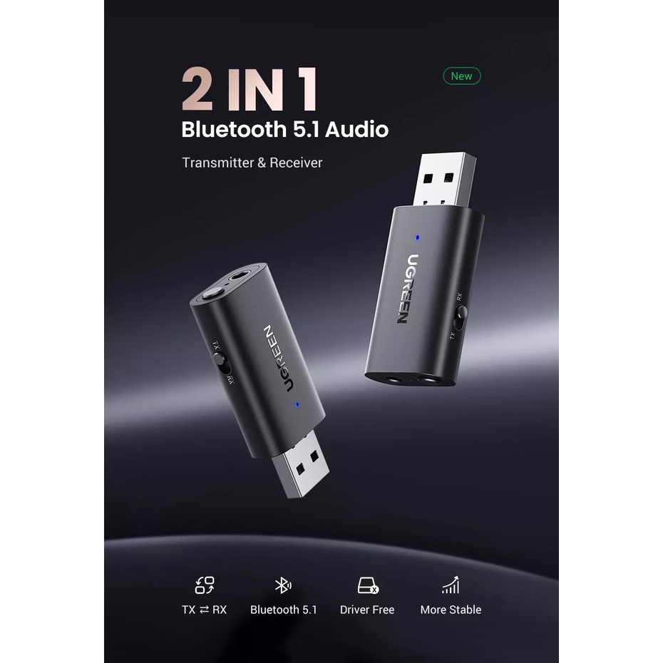 UGREEN(60300) 2in1 BT5.1 Bluetooth Receiver Transmitter Wireless