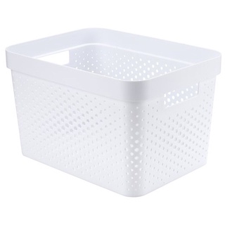 ตะกร้าพลาสติก 17 ลิตร จุสก์ INFINITY สีขาว ถังพลาสติก Plastic basket 17 liters Jusk INFINITY white