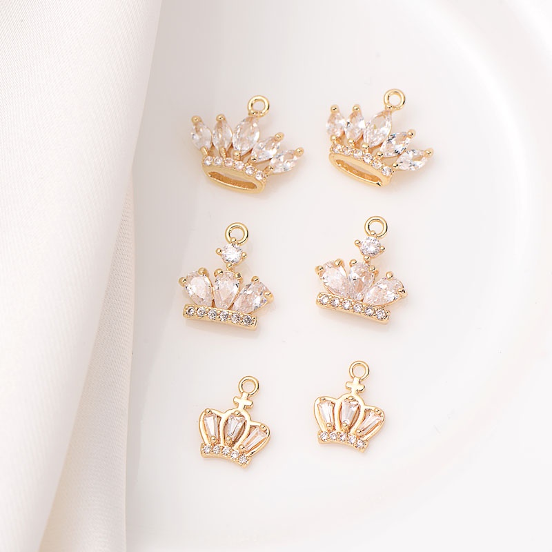 จี้ diy 14K Crown ฝังเพทาย
