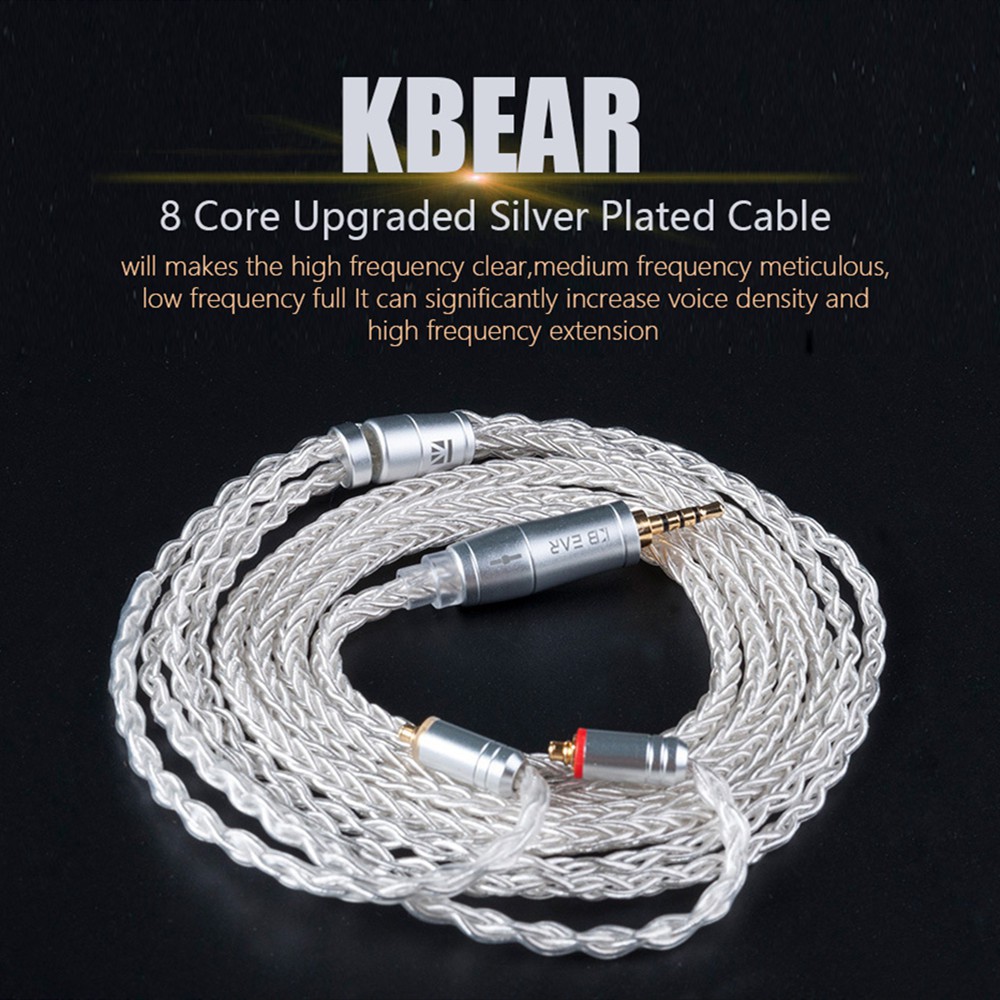 KBEAR 8 Core อัพเกรดเงินสายหูฟัง 2PIN/MMCX/QDC หูฟังสําหรับเล่นเกมหูฟังชุดหูฟังสําหรับ KZ KS1 KS2 TR