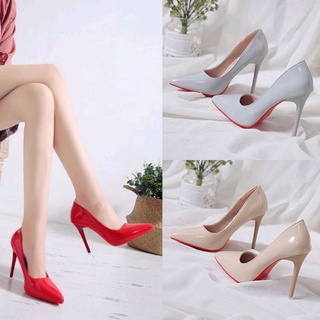 รองเท้าส้นสูง รองเท้าหนังแก้ว ใส่สบาย  สีดำ ไซต์ 37 สูง 4 นิ้ว 👠👠👠