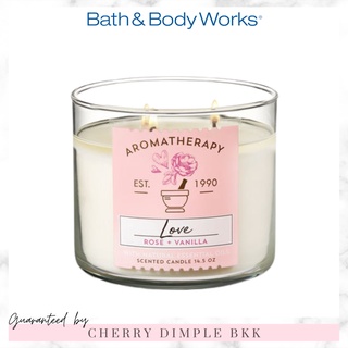 🍒ของแท้·ส่งไว·ถูก🍒BATH AND BODY WORKS เทียนหอม "Love Rose Vanilla" 3-wicks CANDLE ขนาดใหญ่ 3 หัวจุด